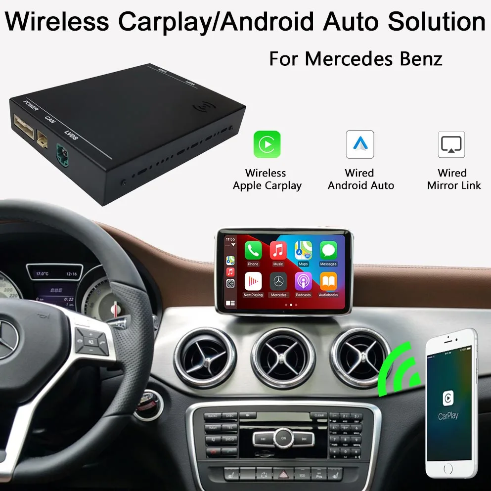 

W212,W217,W212 W214,W207 W292,CarPlay Retrofit,Android Auto Interface,For Mercedes Benz E260 E300 GLE GLK CLK SLK CLS S350 GLS