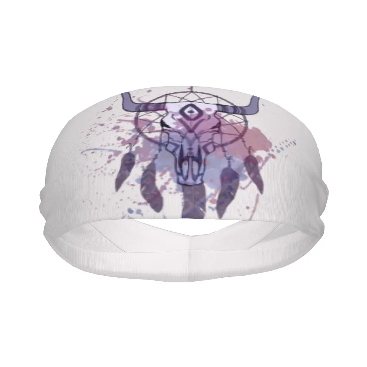 

Headband Watercolor Splash Bull Skull And Dream Catcher Headwrap Hairband for Tennis Gym Fitness Headwear Hair Accessories