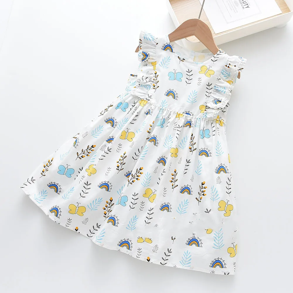 

Little Girl Baby Girls Sleeveless Summer Dress for New Year 2022 Lovely Toddler Children Cotton Clothes Casual for Kids 2-7year