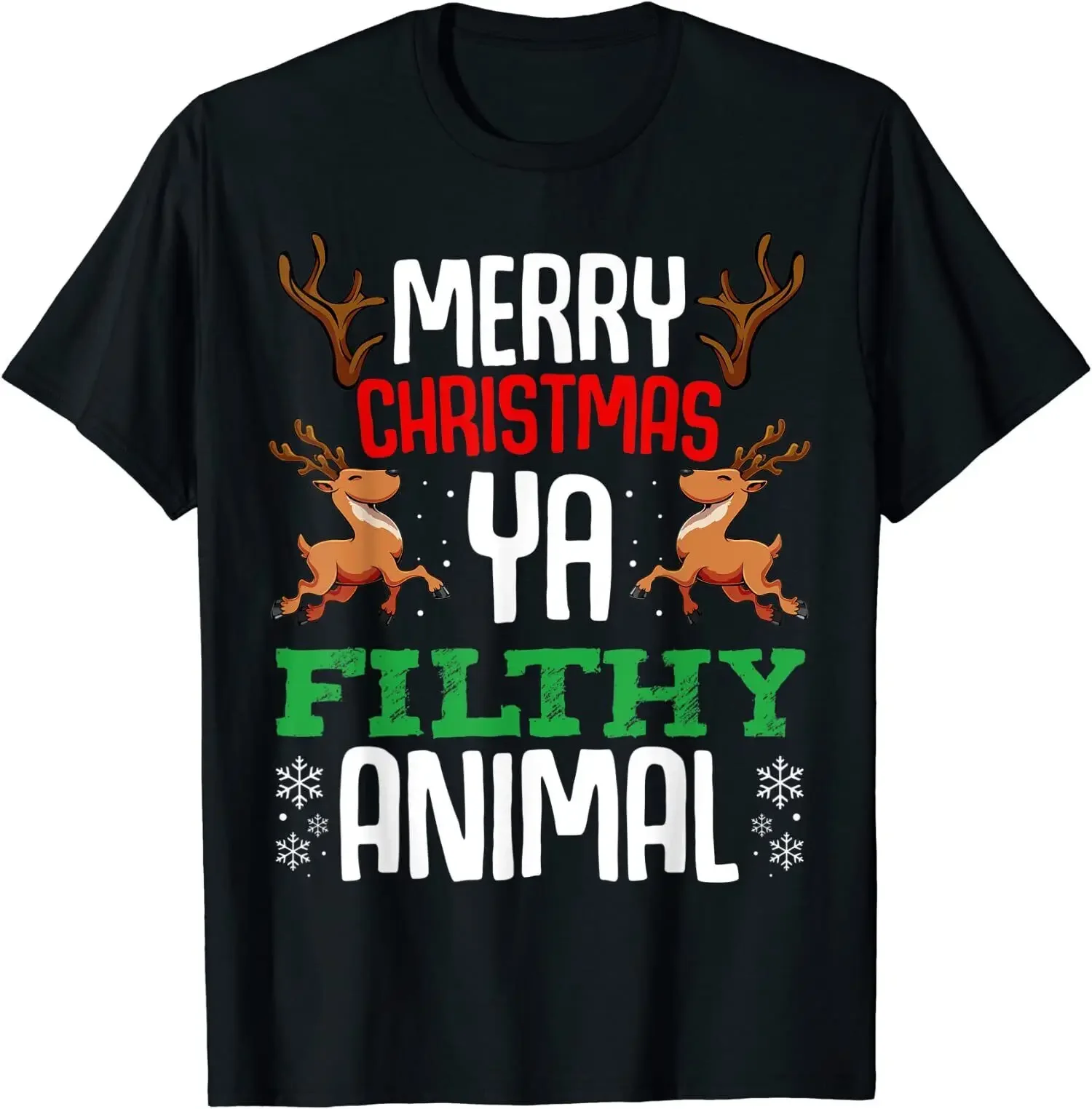 

Merry Christmas You Animal Funny Xmas O-Neck Cotton T Shirt Men Casual Short Sleeve Tees Tops Harajuku Streetwear