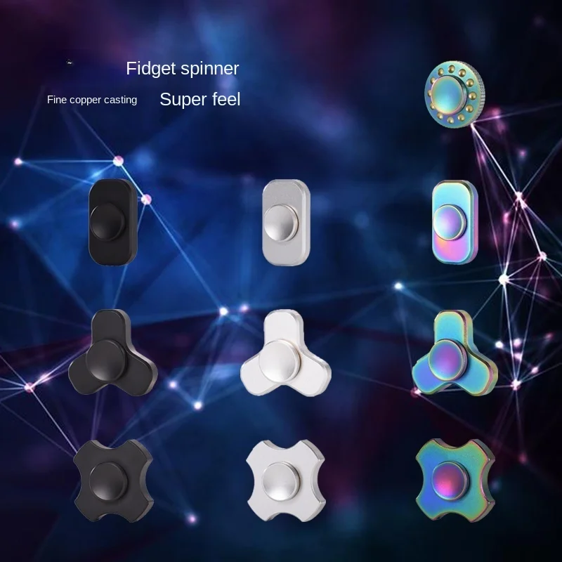 

Fingertip Gyro Mini EDC Pure Copper Mini Two Three-Leaf UFO Spiral between Fingers Seiko Goddess Pressure Reduction Toy