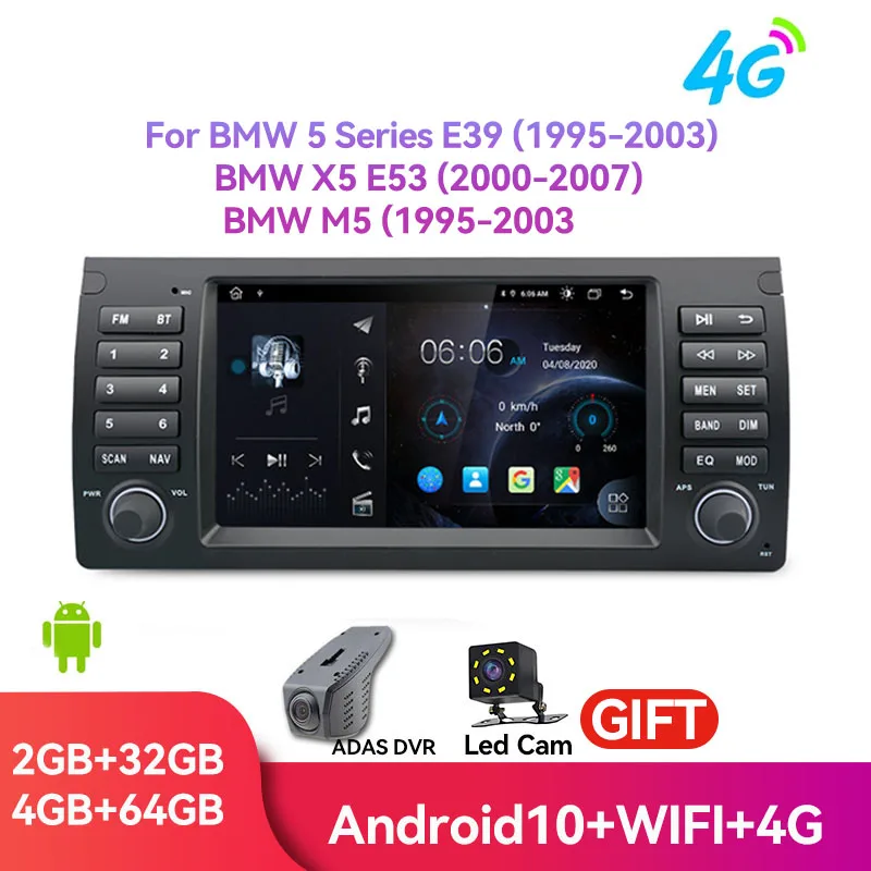 

G GPS Android 10.0 Car Multimedia Player 8" For Bmw X5 E53/5 Series E39/M5 Navigation Radio Stereo BT Wifi DSP