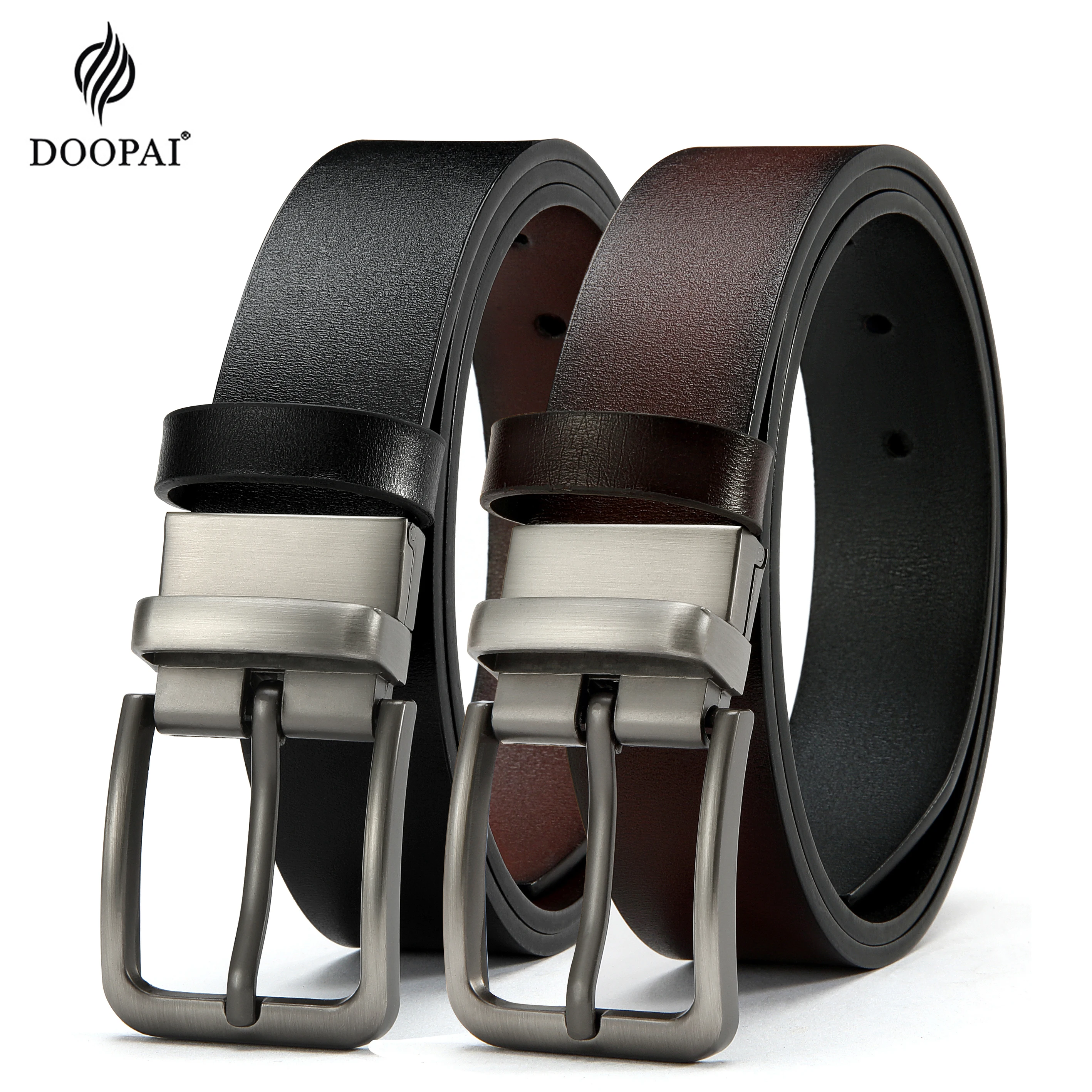 DOOPAI Mens Leather Belt  High Quality Leather Belt Men Male Genuine Leather Strap Luxury Pin Buckle Jeans For Men Men Accessori