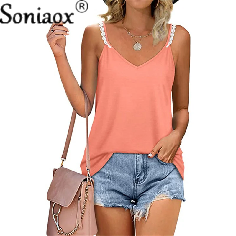 Майка женская Свободная однотонная с V-образным вырезом пикантная рубашка в