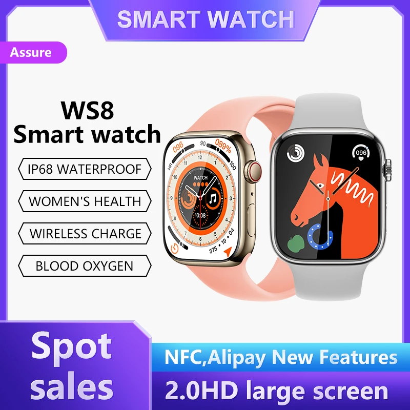 

Спортивные Смарт-часы WS8 с Bluetooth для мужчин и женщин, умные часы с пульсометром, тонометром, напоминанием, IP68, глубокая Водонепроницаемость