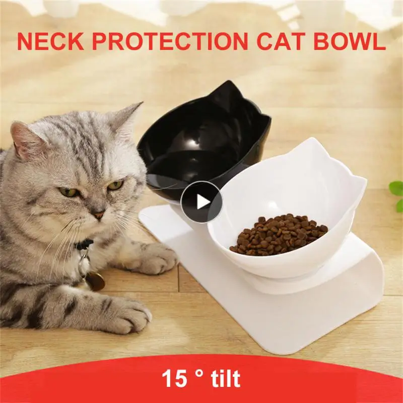

Наклонная дизайнерская двойная миска для кошки, легко мыть, поднятая подставка, миска для домашних животных, доступная миска для кормления, товары для домашних животных, нескользящая, для здоровья