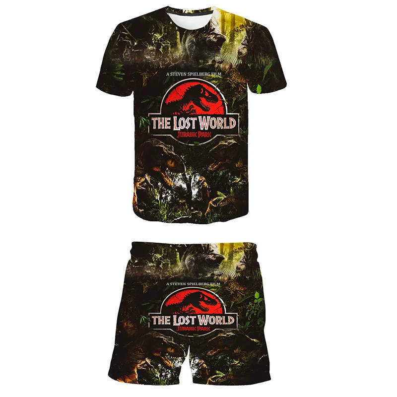 

Set of Children's Baby Clothes Jurassic World Dominion Shorts Dinosaur Two Pieces Suit Spring Children Boys Girls Pants Outfit