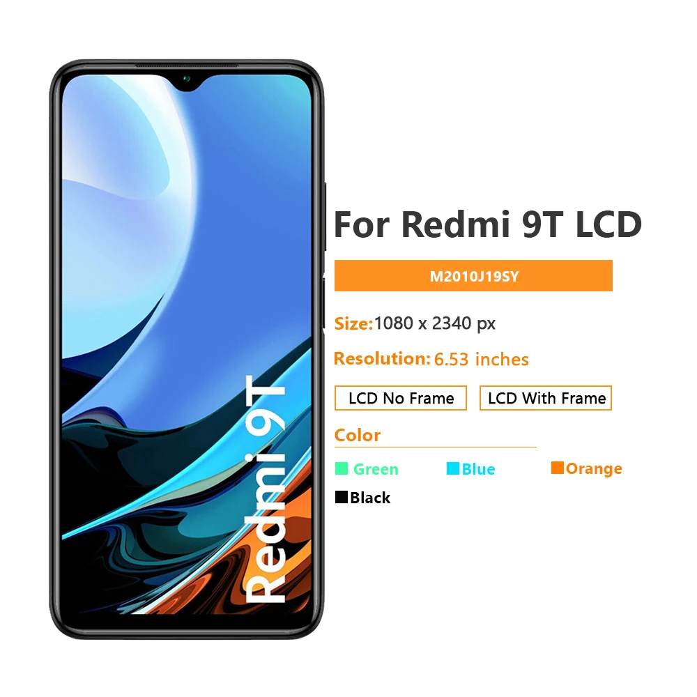 6 53 "ЖК-дисплей для Xiaomi Poco M3 Redmi 9T ЖК-дисплей с цифровым преобразователем