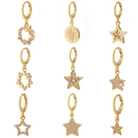 star earrings for women gold color star dangle earrings pave zircon cz copper paired earring trendy punk party new fashion 2021