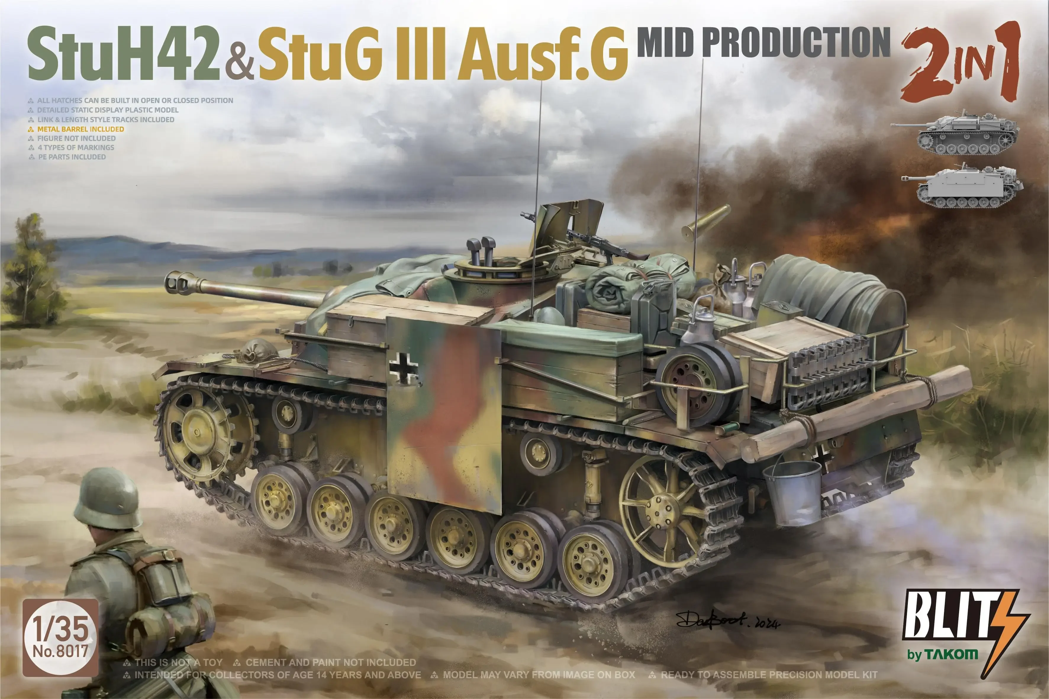 ТАКОМ 8017 1/35 StuH42 и StuGIII Ausf. G Mod Production 2 в 1 с комплектом моделей для хранения табуса