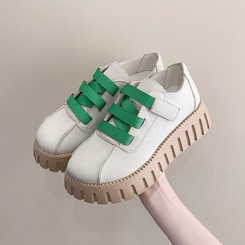 

Женские туфли на платформе с вулканизированной подошвой, белые легсветильник повседневные прогулочные туфли в стиле ретро, осень 2022