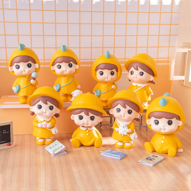 

Couple Doll Ornaments Japanese Healing Office Table Little Yellow Hat Hand-held Car Home Décor Girls Birthday Gifts