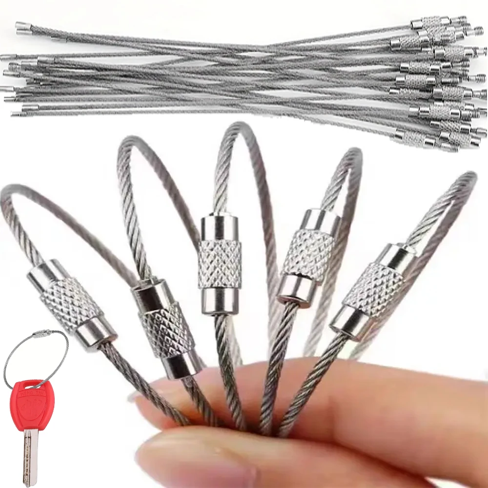 

Металлический брелок для ключей, веревки, винтовой замок, трос из нержавеющей стали, брелок для ключей, трос, брелок для ключей, круг, лагерь, подвесной инструмент, фурнитура