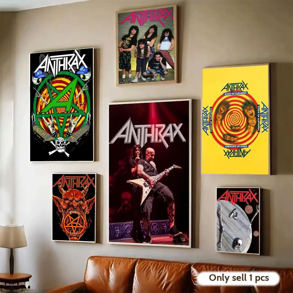 Фото Постер группы Heavy Metal A-Anthrax, наклейка на стену для домашнего бара, водонепроницаемая самоклеящаяся наклейка для декора гостиной и спальни №2
