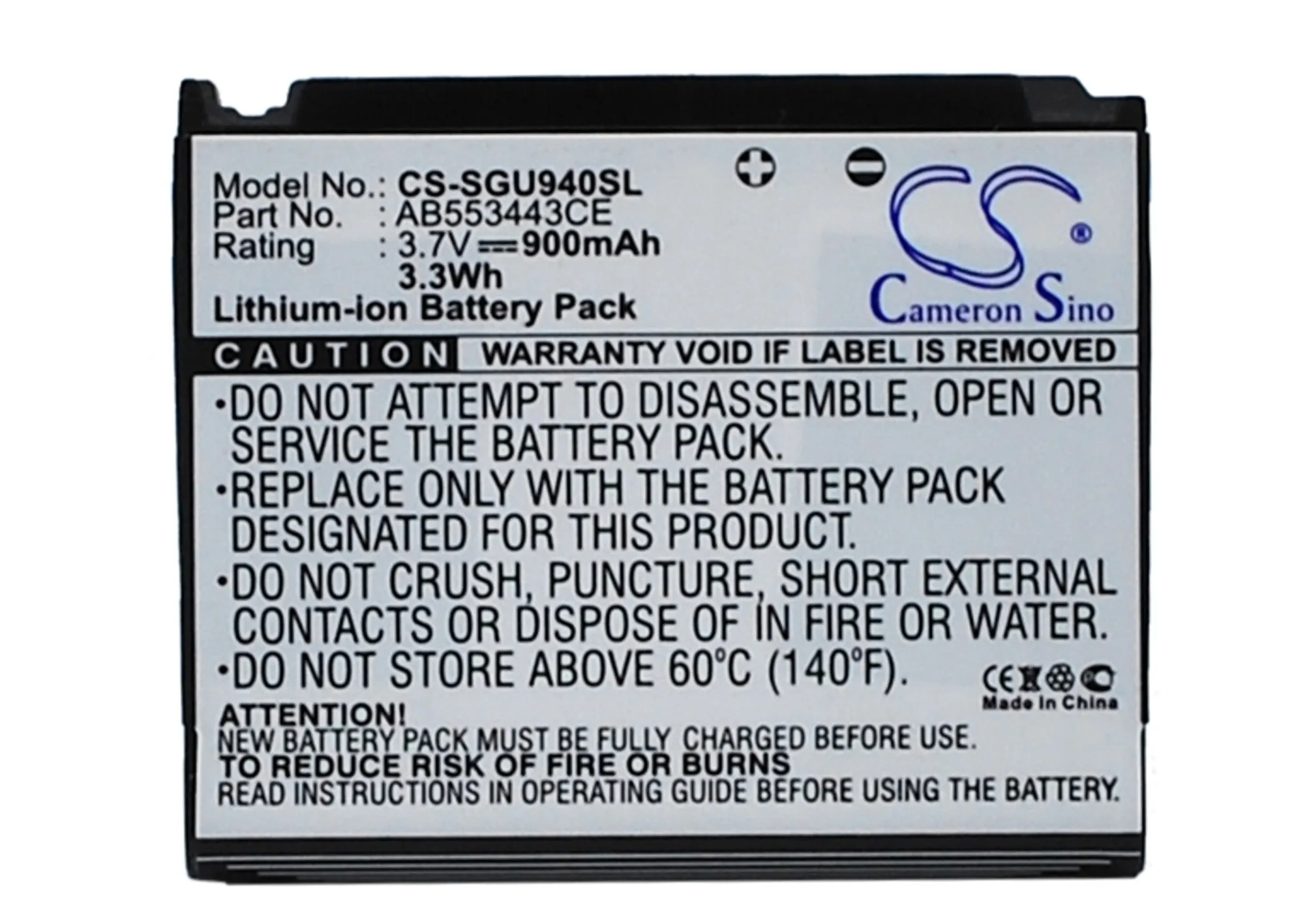 

900mAh AB603443EZBSTD AB603443EZ аккумулятор для Samsung SGH-U940 Glyde U940
