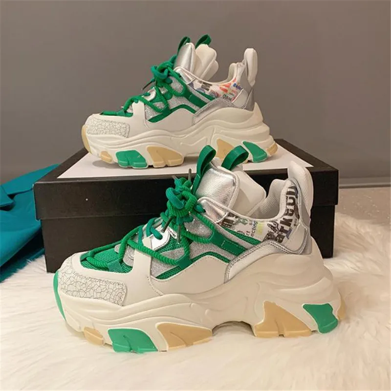 

Кроссовки женские кожаные на толстой подошве, удобные прогулочные кеды, модная повседневная обувь для путешествий, 35-40