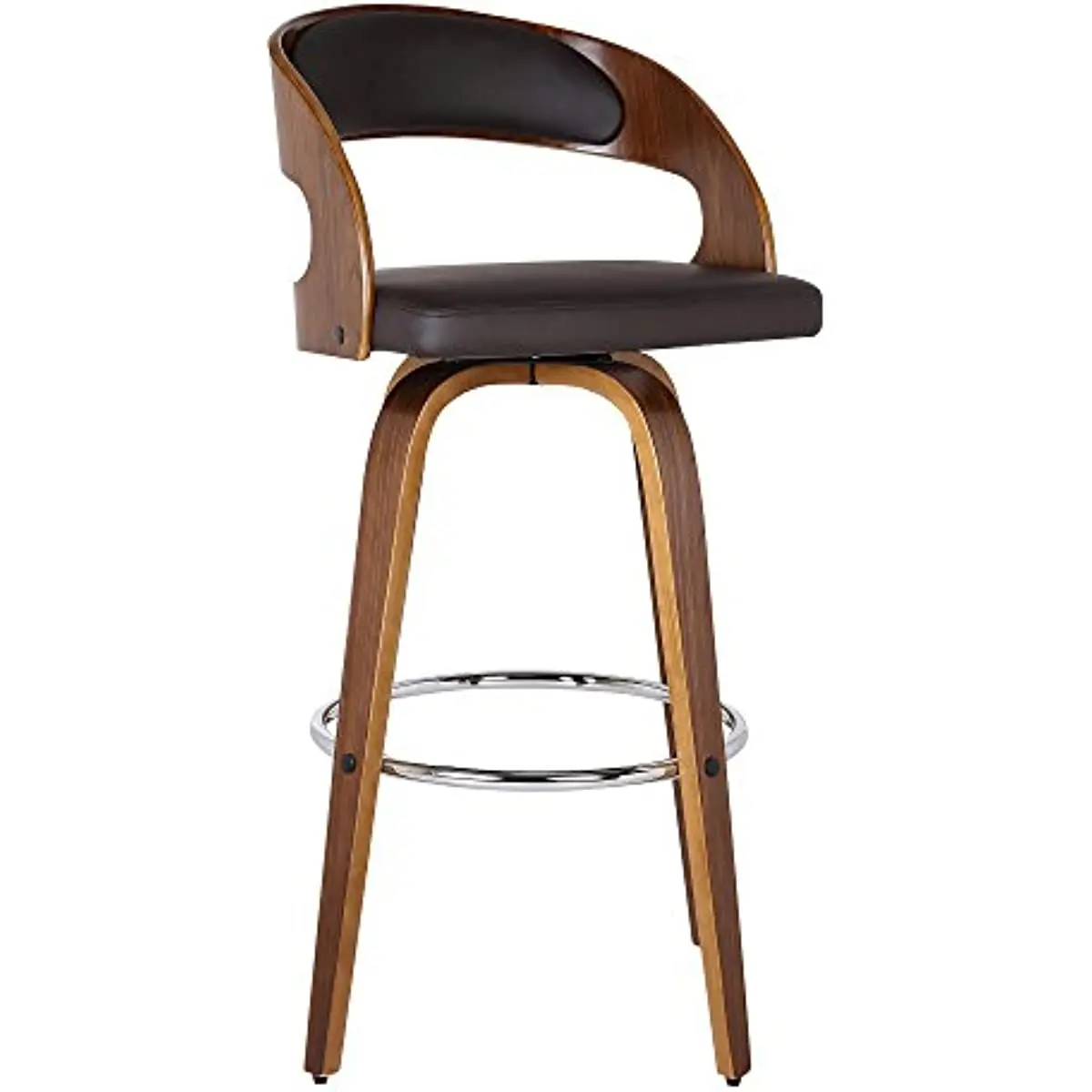 

Living Shelly 26" Counter Height Barstool in Brown Faux Leather and Walnut Wood Finish