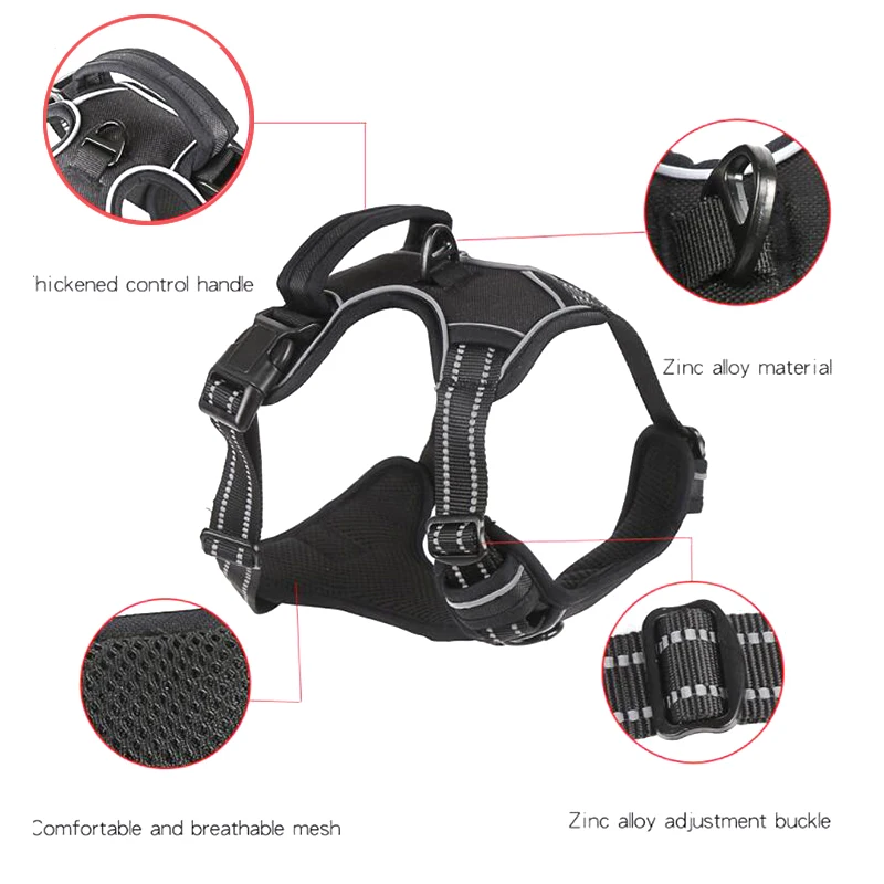 

1Pcs Dog Harness with Leash No Pull Breathable Adjustable Reflective Safety Pet Vest for Dog Fluorescent OutdoorTraining Walking