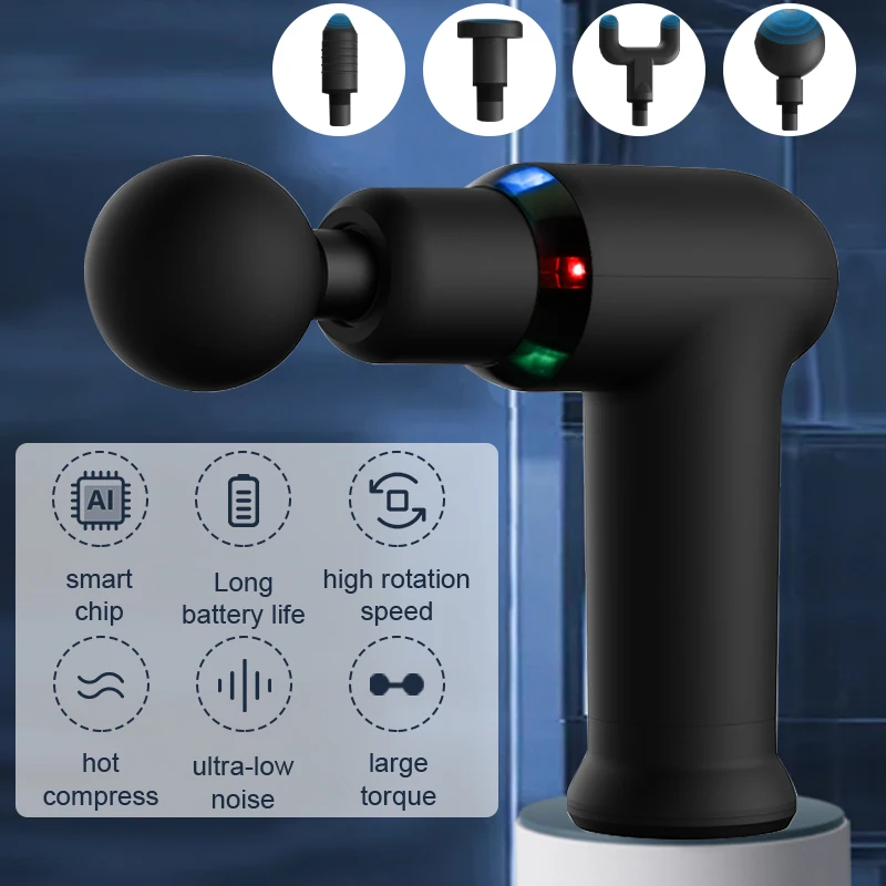 Home High Frequency Massage Gun Professional Deep Muscle Massager Neck Body Muscle Stimulation Percussion Pistol Pain Relief