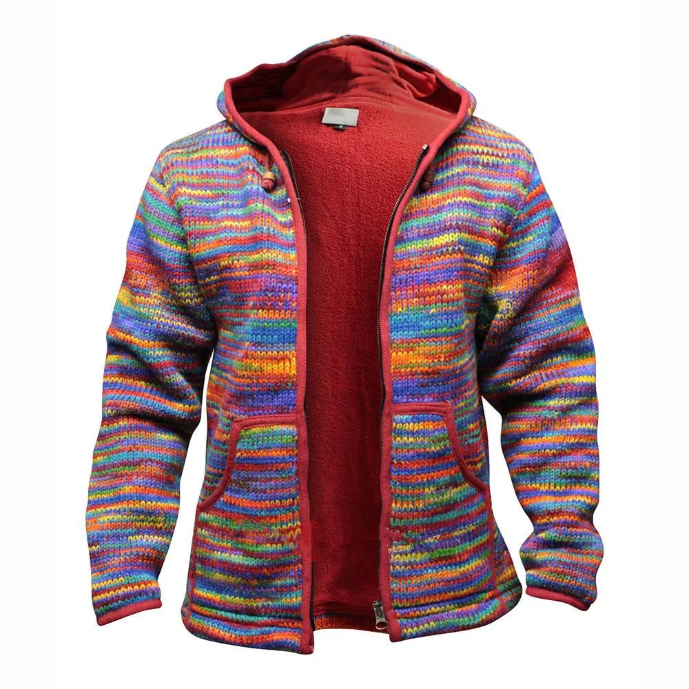 Autumn Winter Vintage Mens Cardigan Sweater Coat Patchwork Knitted Outwear with Pocket Warm Wool Cardigan Sweater Jumper 2021