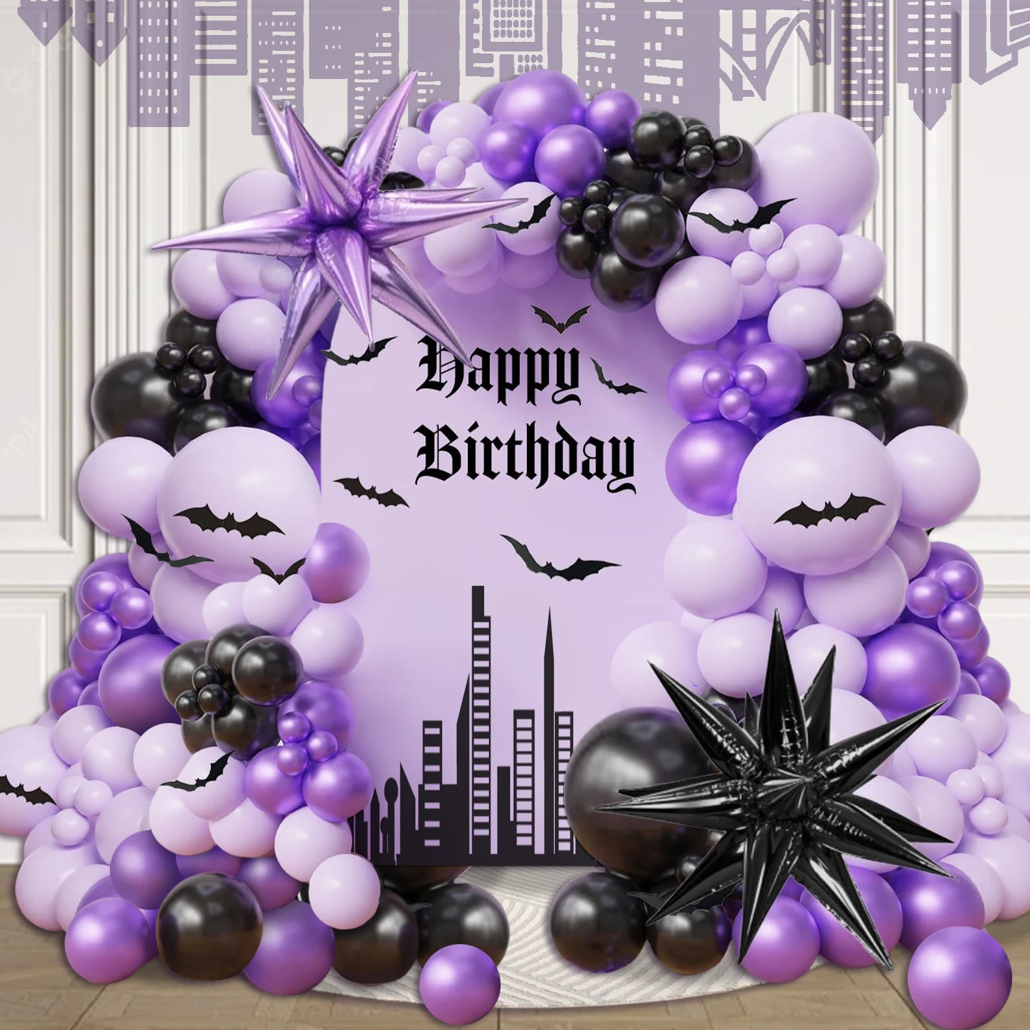 109 шт. фиолетовый и черный комплект арки воздушных шаров готический воздушный шар