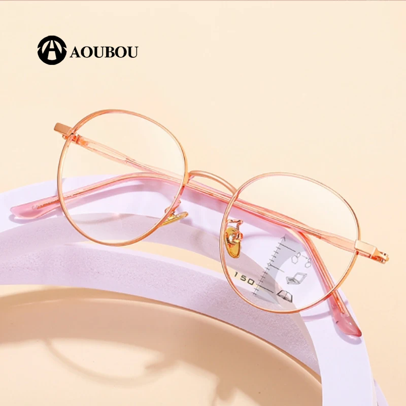 

Oculos De Orau Metal Multifocal Gafas De Lectura Blue Light BlockingHigh Definition Round Big Frame Smart Eyeglass