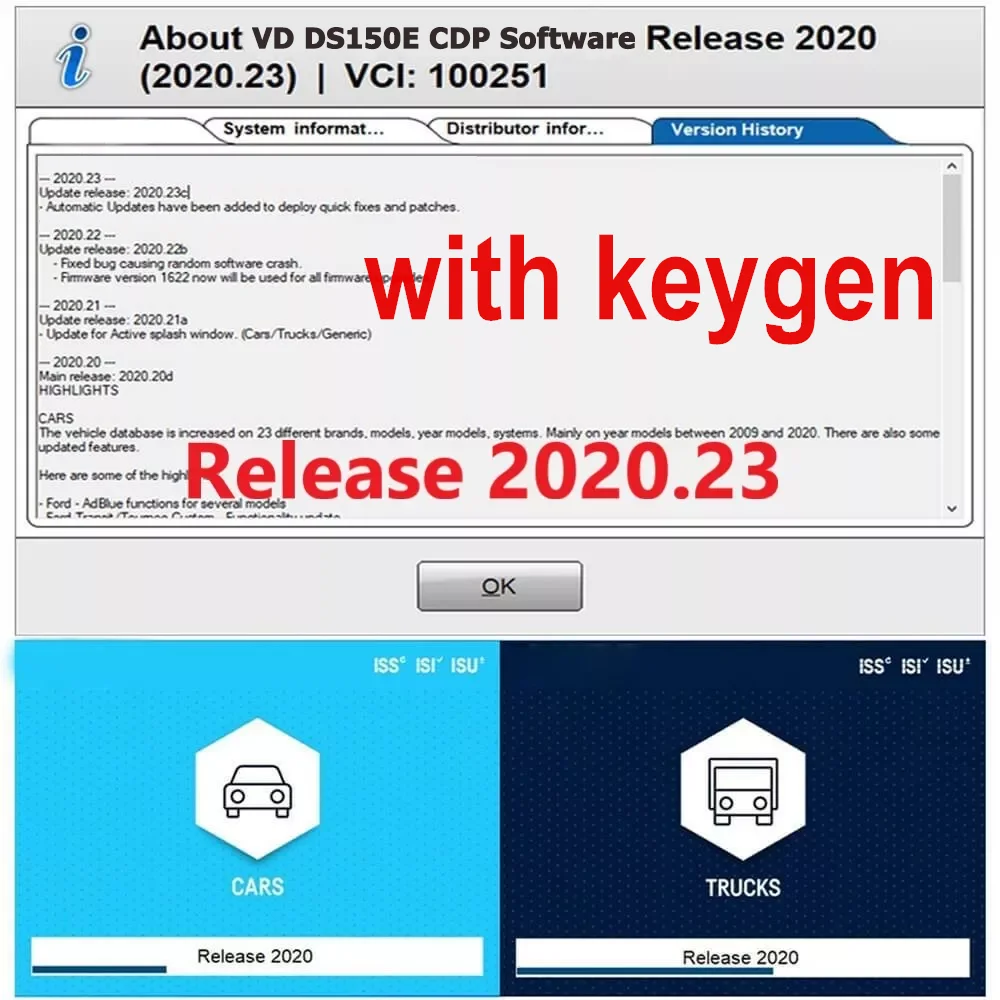 Диагностический сканер OBD2 Vci для delicht VD DS150E CDP TCS Pro Plus USB Bluetooth OBD 2020 23 с генератором