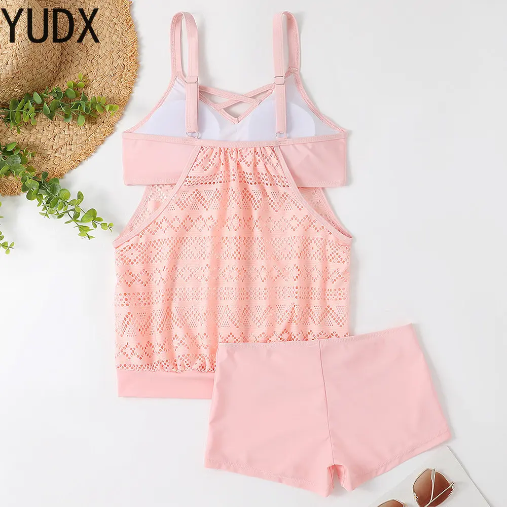 2023 Europe New Grid Bikini Swimsuit Women's Separate Large Size Boxer Pants Conservative Bikini Swimsuit Micro Bikini