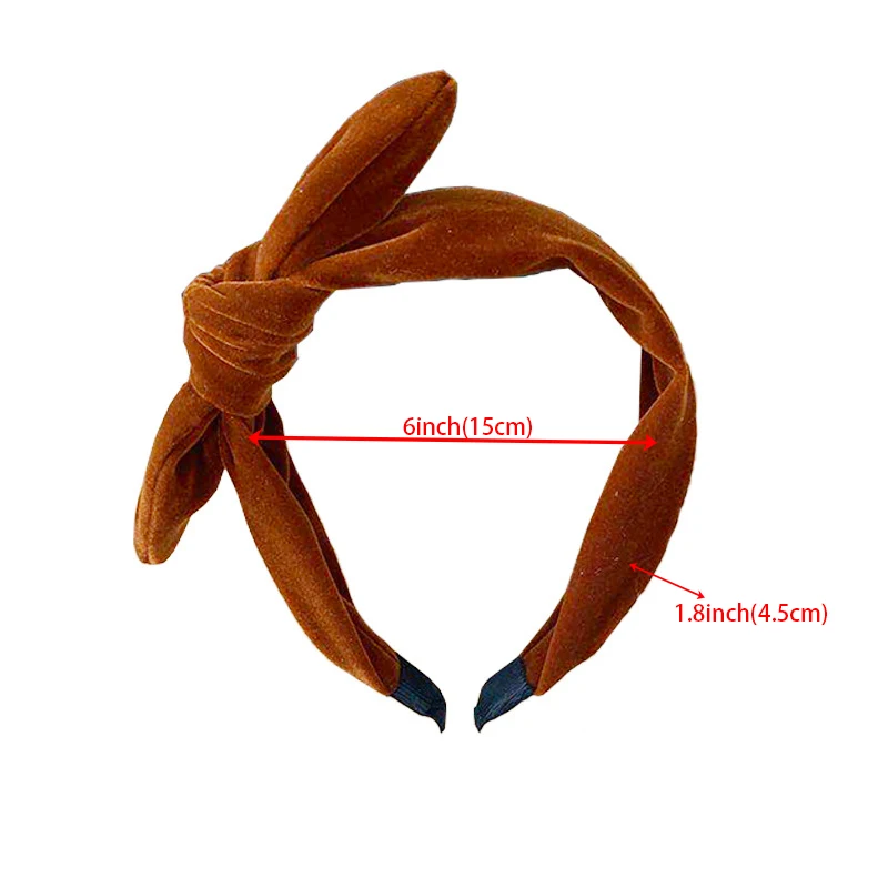 Fashion Bowknot Velvet Headbands for Women Girls Solid Rabbit Ears Knot Hairbands Ladies Hair Hoops Bands Hair Accessories images - 6