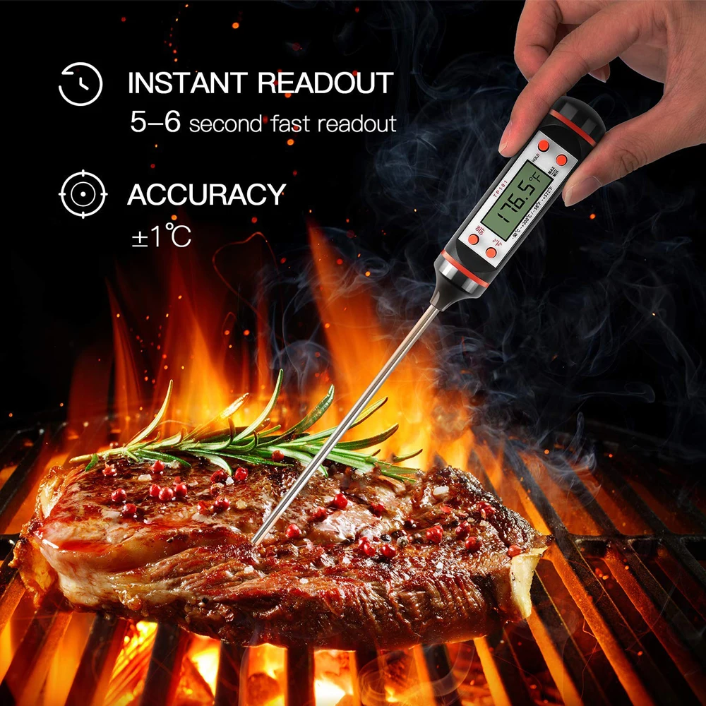 

Food Thermometer with Probe Oil thermometer Kitchen BBQ Bake Meat Baby Bottle Coffee Electronic Digital Instant Read Thermometer