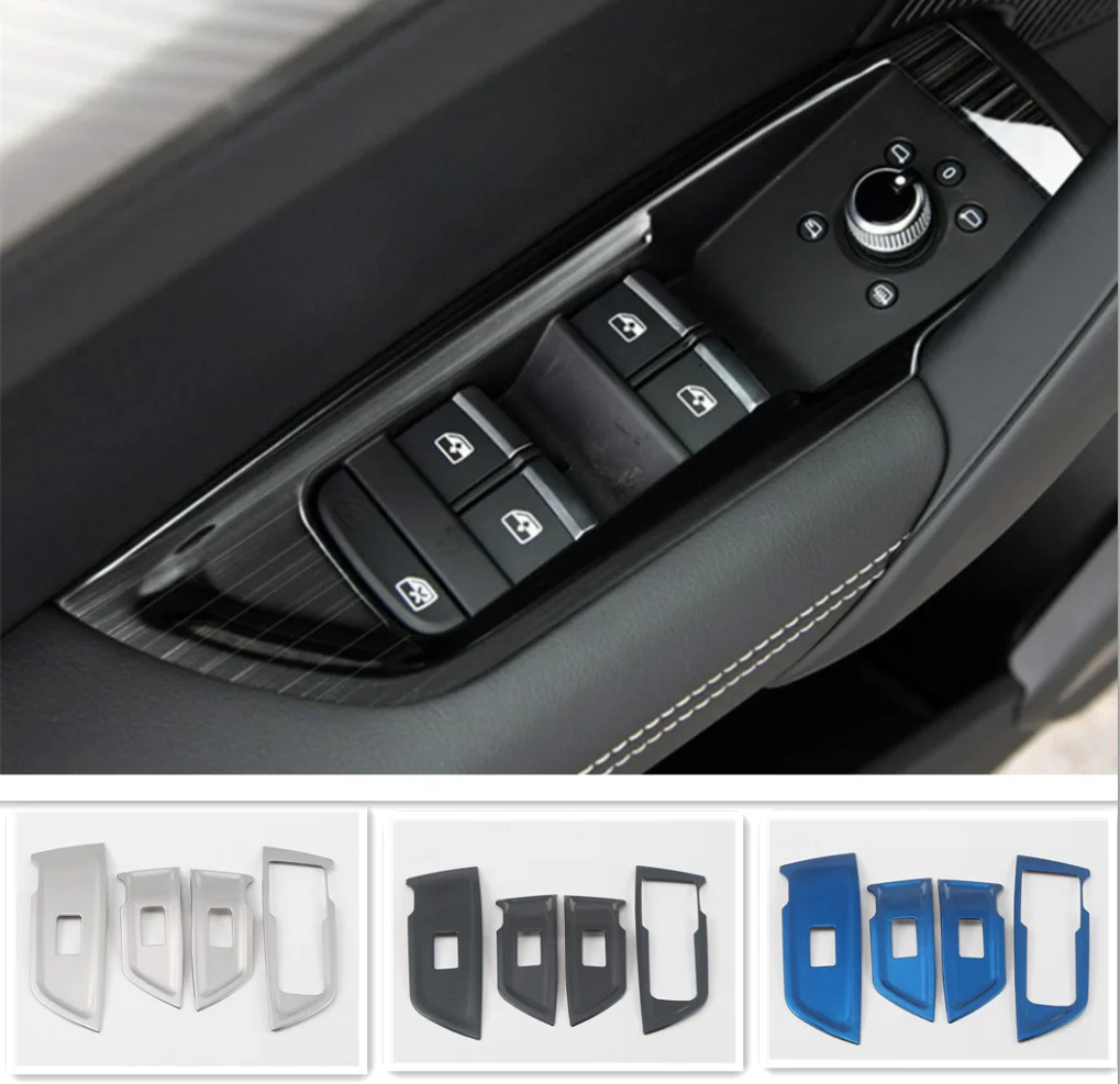 

For Audi Q5 FY 2018 -2022 Accessories LHD Car Window Glass Lifting Buttons Panel Decoration Decals Trim Stainless Steel