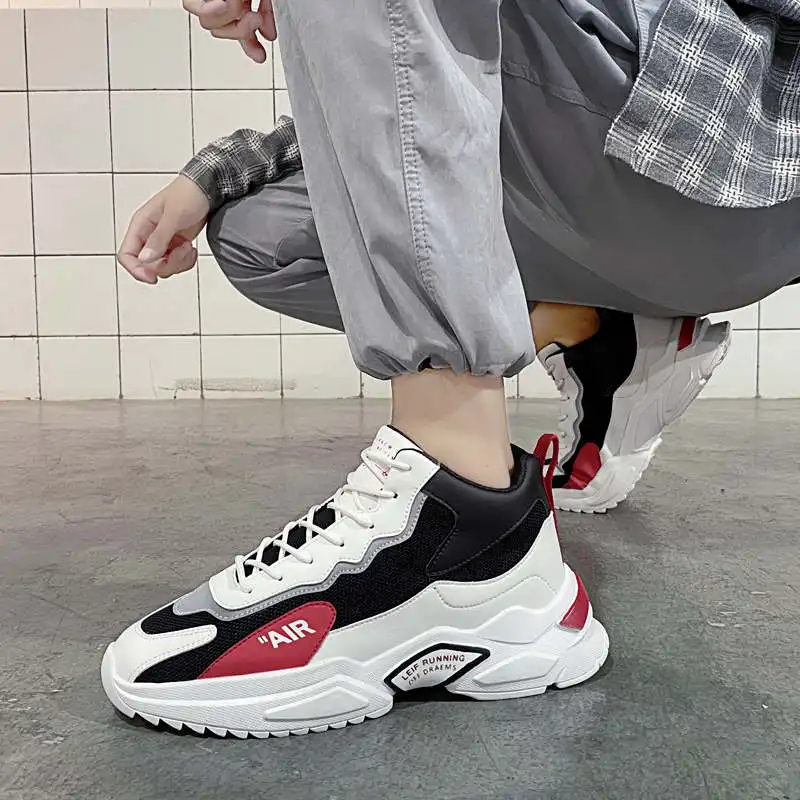 

High Sneakers Quilted Sport Shoes Man Light Blue Mens Running Sneakers Height Increasing White Sports Shoes Sneakrs Tennis Airy
