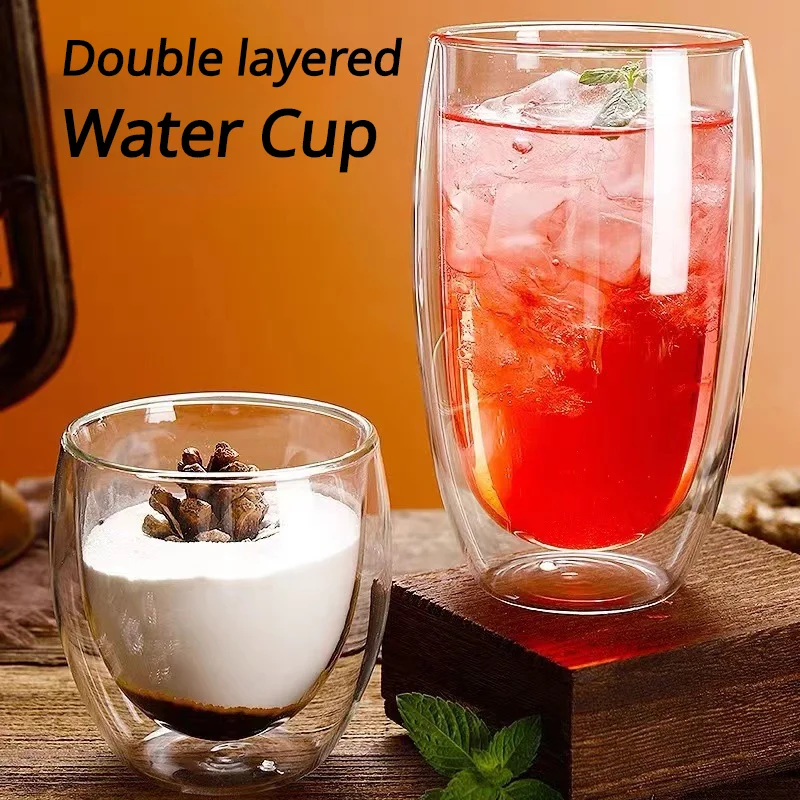 

Double Wall Glass Cup 150/250/350/450ml Beer Coffee Water Cups Heat Resistant Transparent Cup Wine Mug Drinkware Tumbler Cups