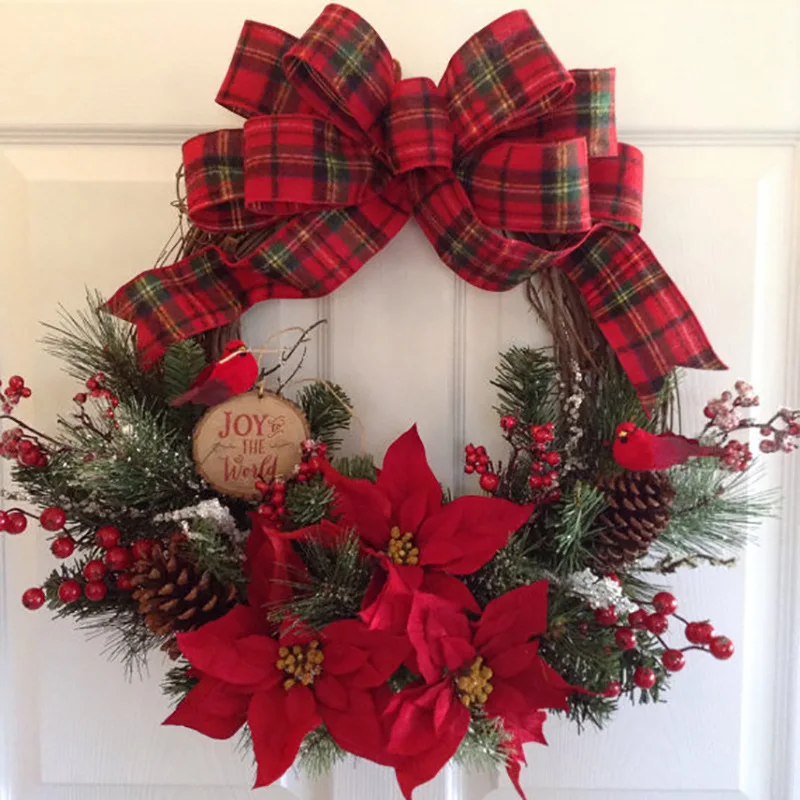 

Рождественский венок, искусственное растение из ротанга, Круглый Настенный декор, искусственный цветок для творчества, Рождественский венок, товары для домашнего декора двери