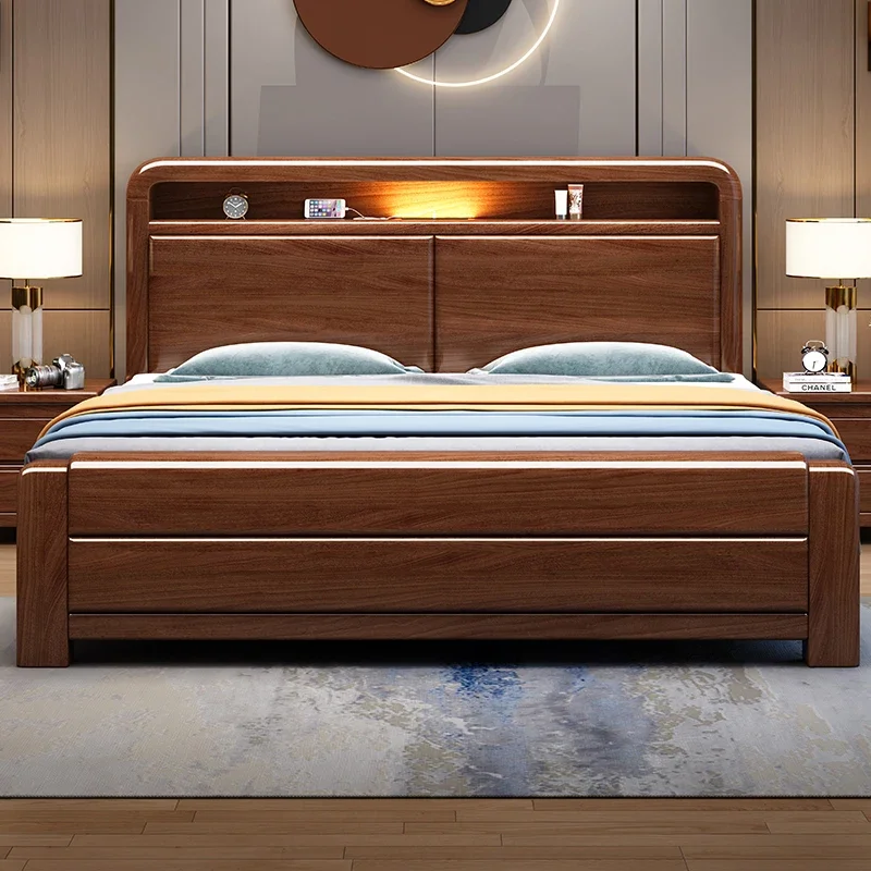 Деревянная кровать для хранения роскошная двуспальная современная дизайнерская