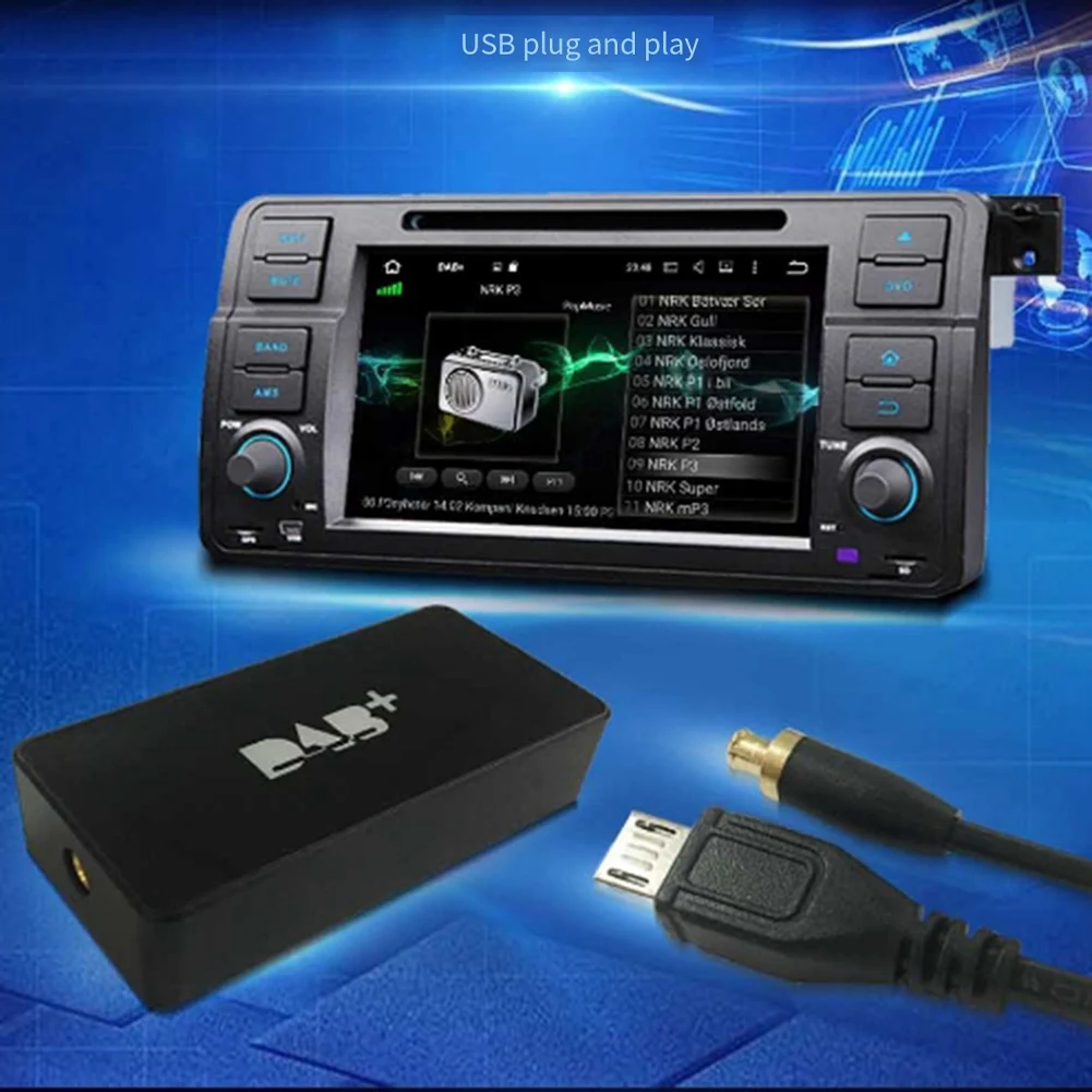 Антенна DAB+ для Android Автомобильный радиоприемник с USB-адаптером GPS Стерео DAB