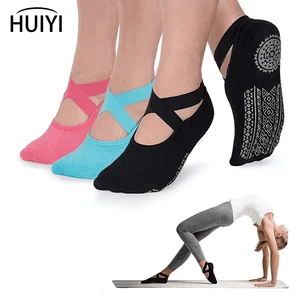 Yoga Socks for Women Non-Slip Grips & Straps, Bandage Cotton Sock, Ideal for Pilates Pure Barre Ball in India