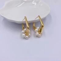 5 pieces handmade natural pearl circle earrings gold earrings womens elegant earrings