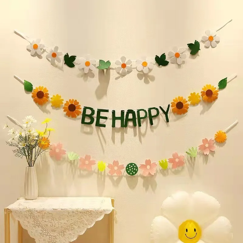 

Birthday Party Flower Banner Be Happy Garland Baby Shower Happy 0ne 1st Birthday Party Decor Kids Favor Kindergarten Decor