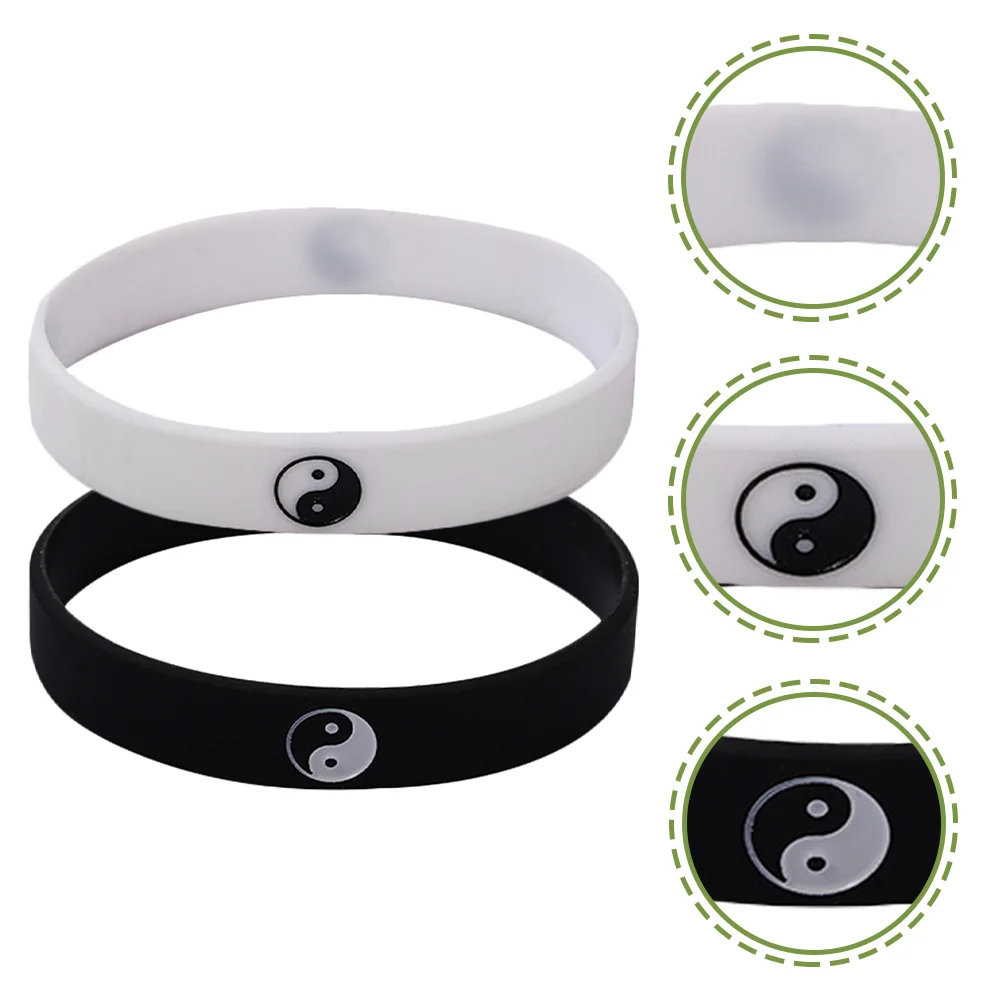 

2 Pcs Tai Chi Bracelet Men Rubber Wristbands Silicone Yin Yang Silica Gel Bracelets Man Women