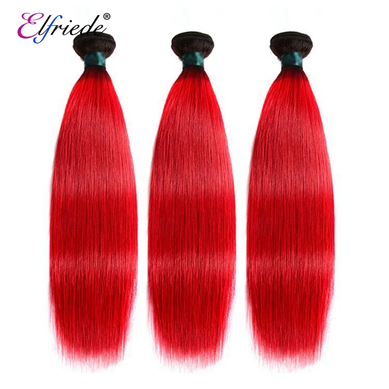Elfriede # T1B/красные прямые цветные волосы с эффектом омбре искусственные
