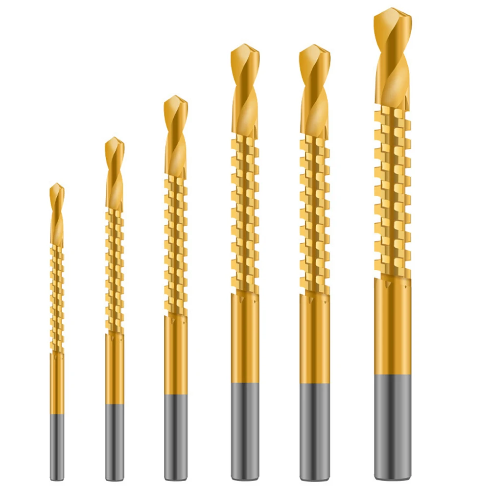 

6pcs 3-8mm Woodworking Drill Bits Straight Shank High Speed Steel HSS Twist Drill Bits Combination Set Wood Punching Slotting