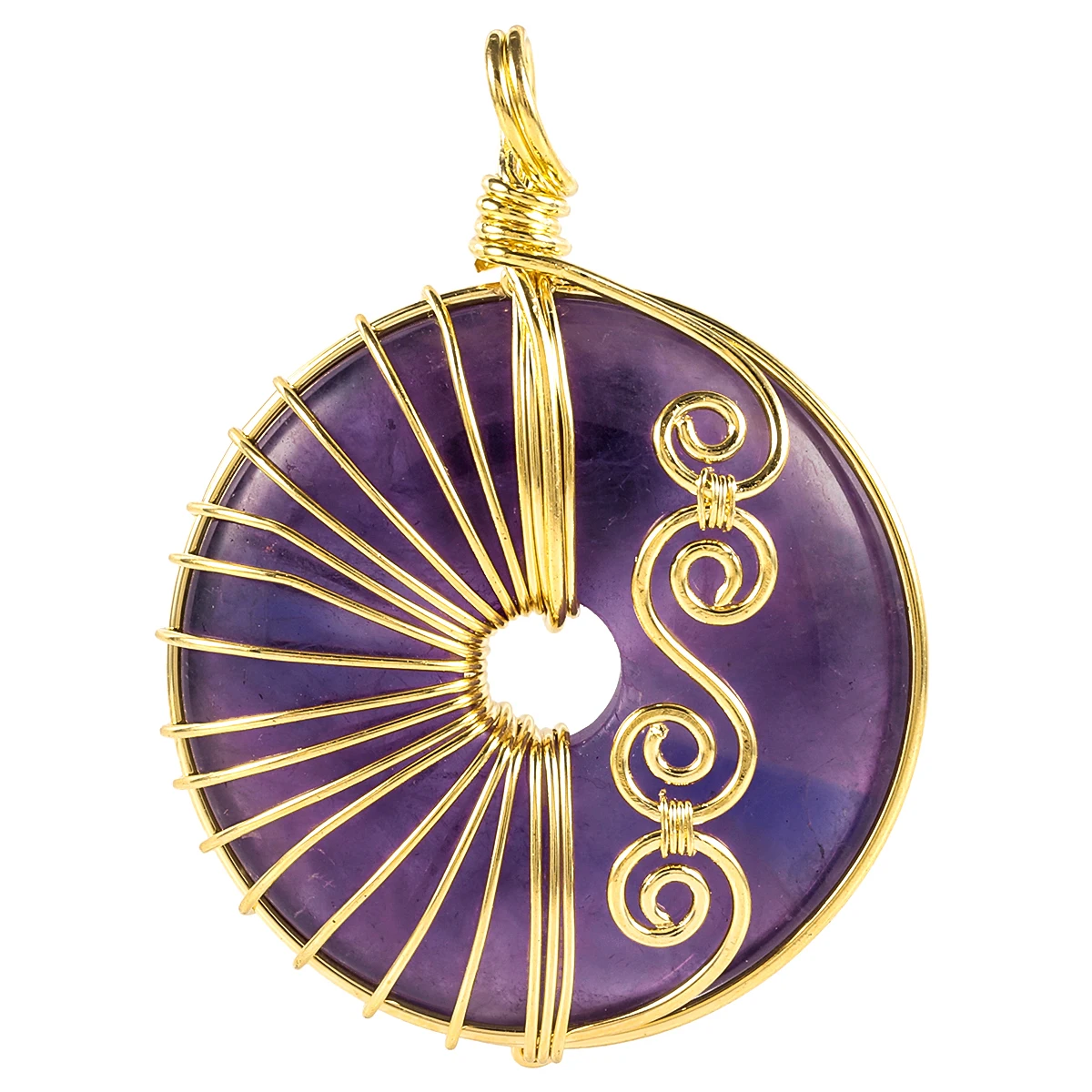 

Натуральный лечебный хрустальный камень, подвеска с пряжкой ручной работы, бронзовая проволока в полоску, спиральная сублимация, ювелирные...