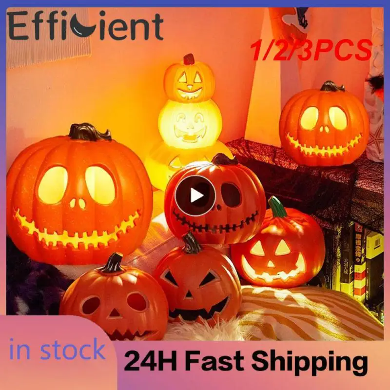 

1/2/3PCS Halloween Pumpkin Led Light Lamp Creative Lantern Decoration Flashing Light Gypsophila Ghost Festival Dress Up Glowing