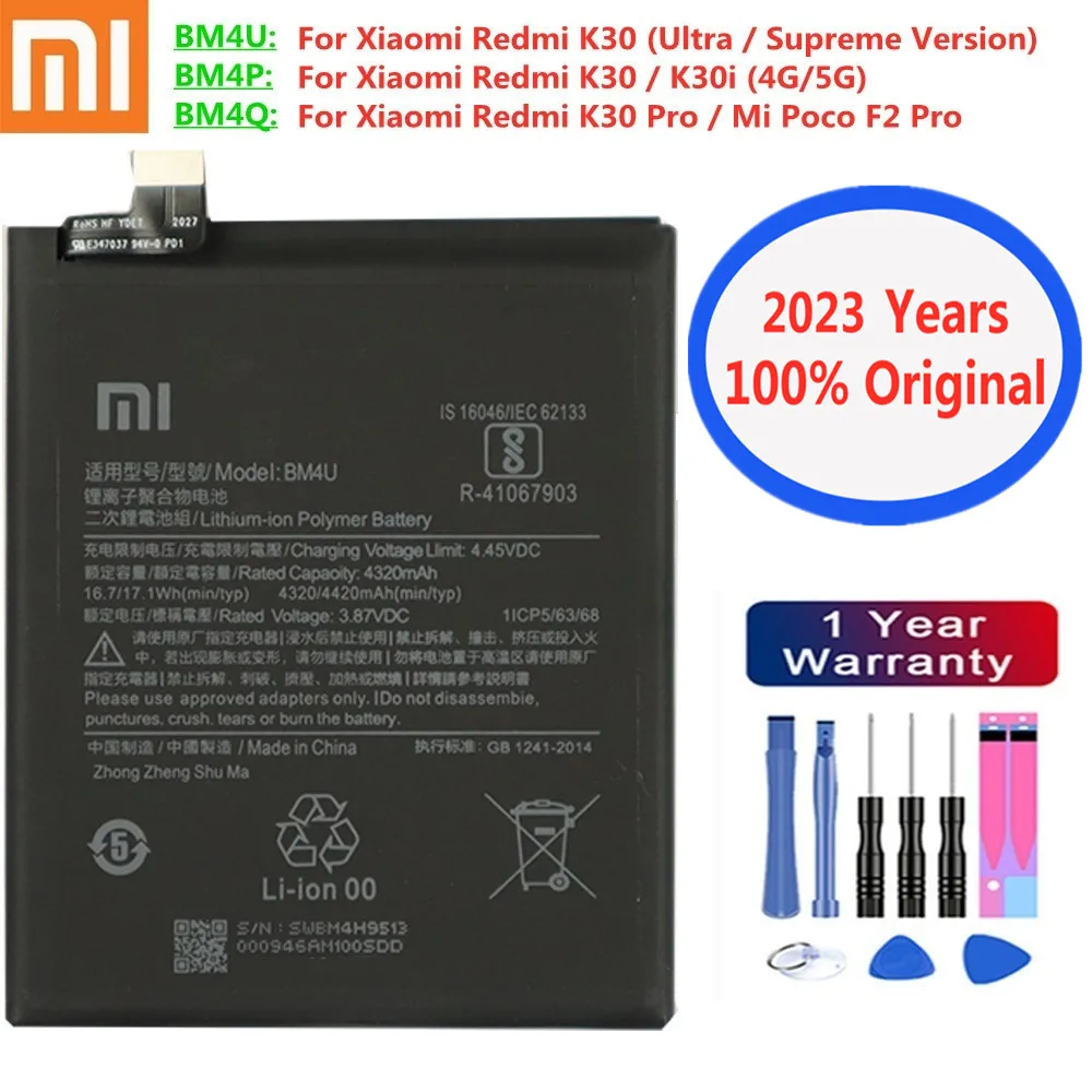 

100% Xiaomi Original Battery For Xiaomi Redmi K30 K30i 4G 5G Ultra Supreme Version K30 Pro Mi Poco F2 Pro BM4U BM4P BM4Q Battery
