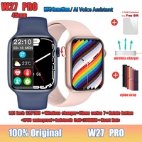 original iwo w27 pro smart watch series 7 wireless charger nfc function ai voice assistant ip68 call watch for apple 2022 new