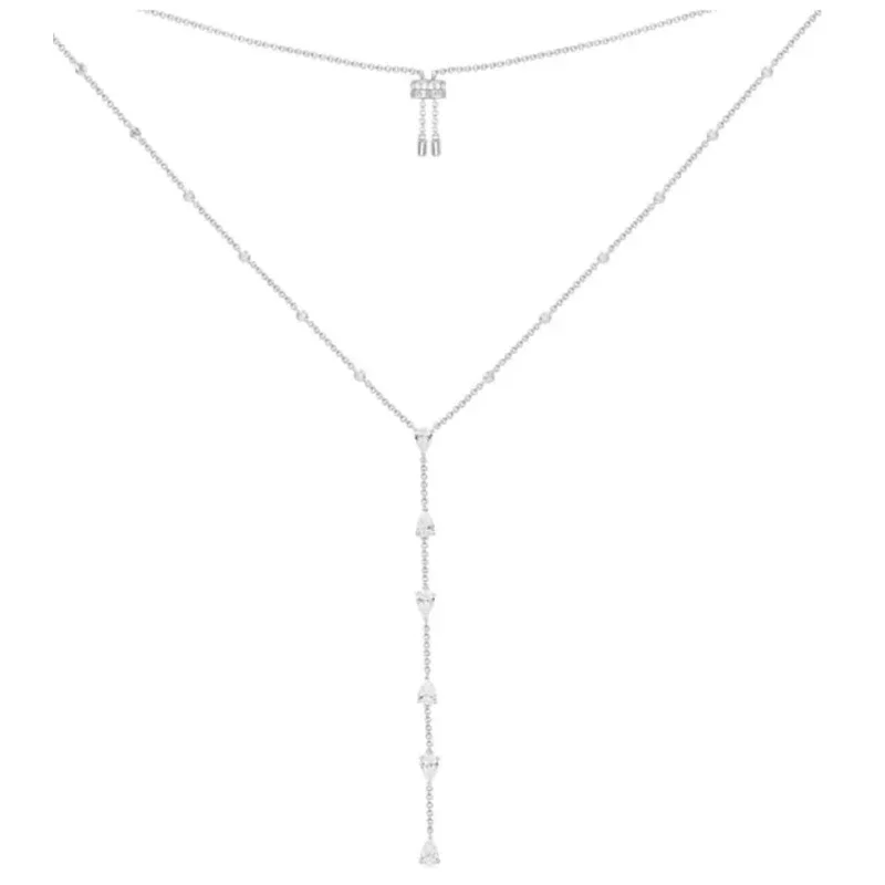 RP S925 Стерлингового Серебра Капелька Y-образное Регулируемое Ожерелье Подвеска