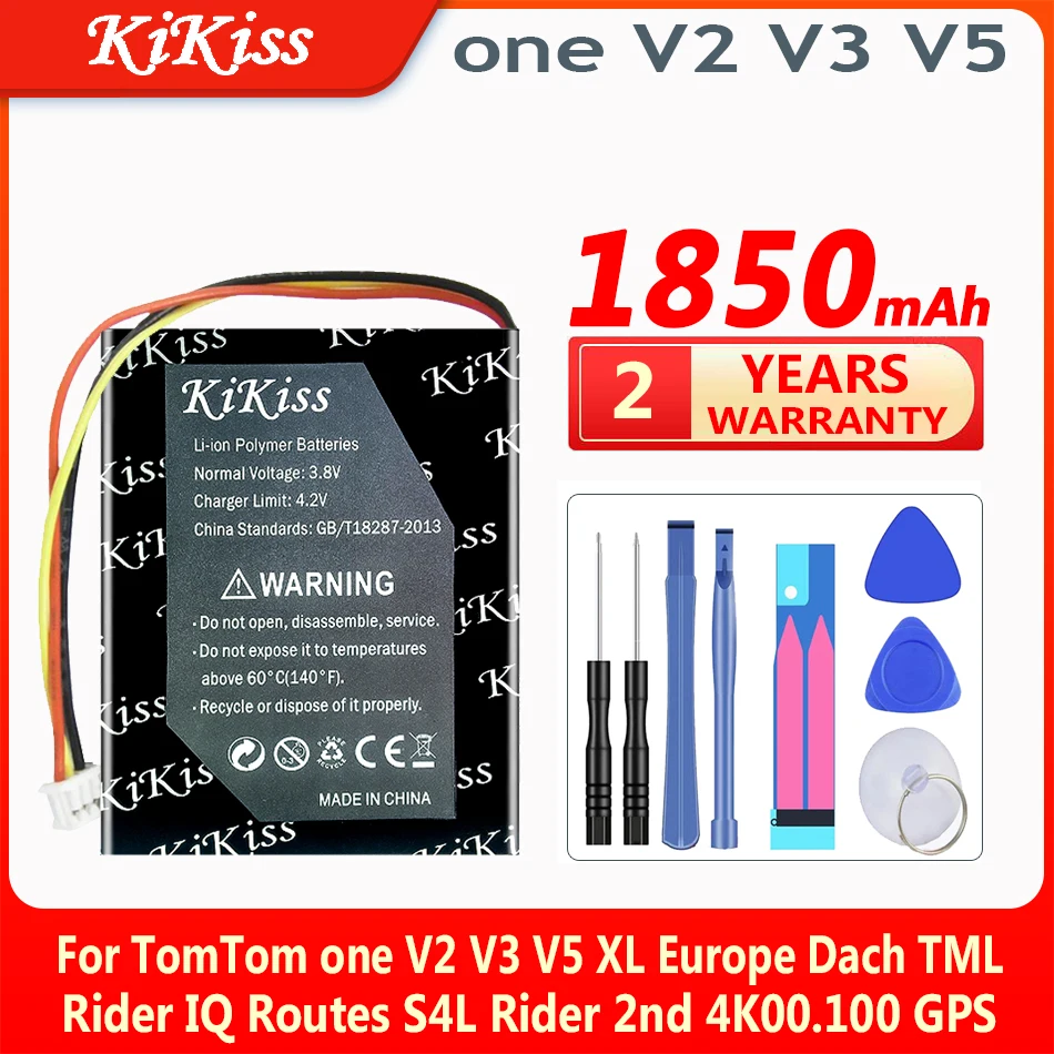 

KiKiss 1850mAh Battery for TomTom One V2 V3 V5 XL Europe Dach TML Rider IQ Routes S4L Rider 2nd 4K00.100 GPS