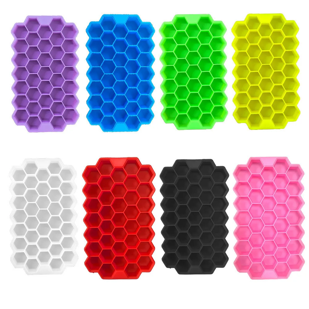 Honeycomb Ice Cube Tray Reusable Silicone Mold BPA Free Maker with Removable Lid for Easy Release |
