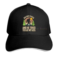 bigfoot is real and he tried to eat hat vintage sandwich hat funny baseball cap for men women mesh snapback golf hat
